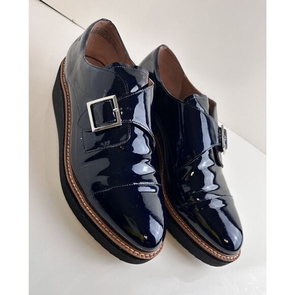 Halogen Emma Monk Strap Patent Leather Oxford, Navy Sz: 11M, 45-03 - Picture 2 of 16